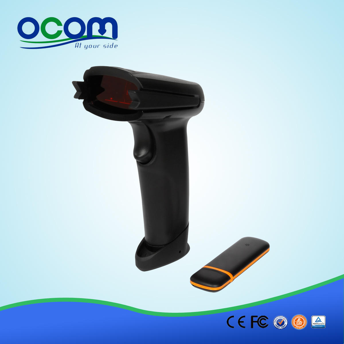 Escáner de código de barras inalámbrico de mano 1D Bluetooth para el sistema pos