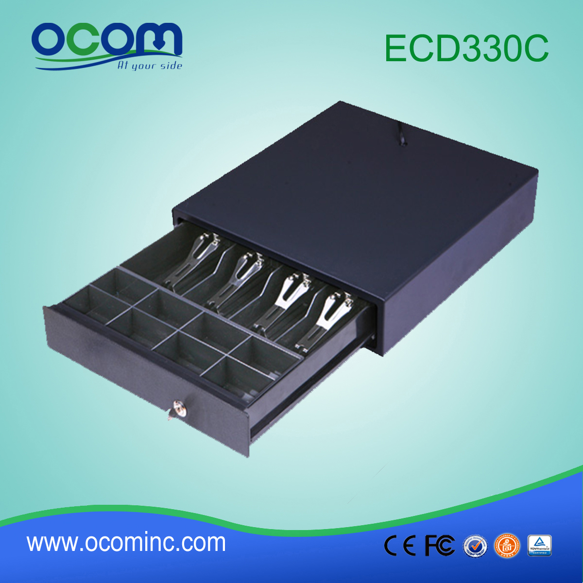 (ECD330C) Νέο συρτάρι μετρητών pos μαύρου χρώματος