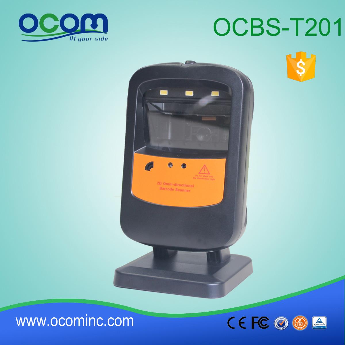 2D omnidirecional Imagem Automatic Laser Barcode Scanner OCBs-T201