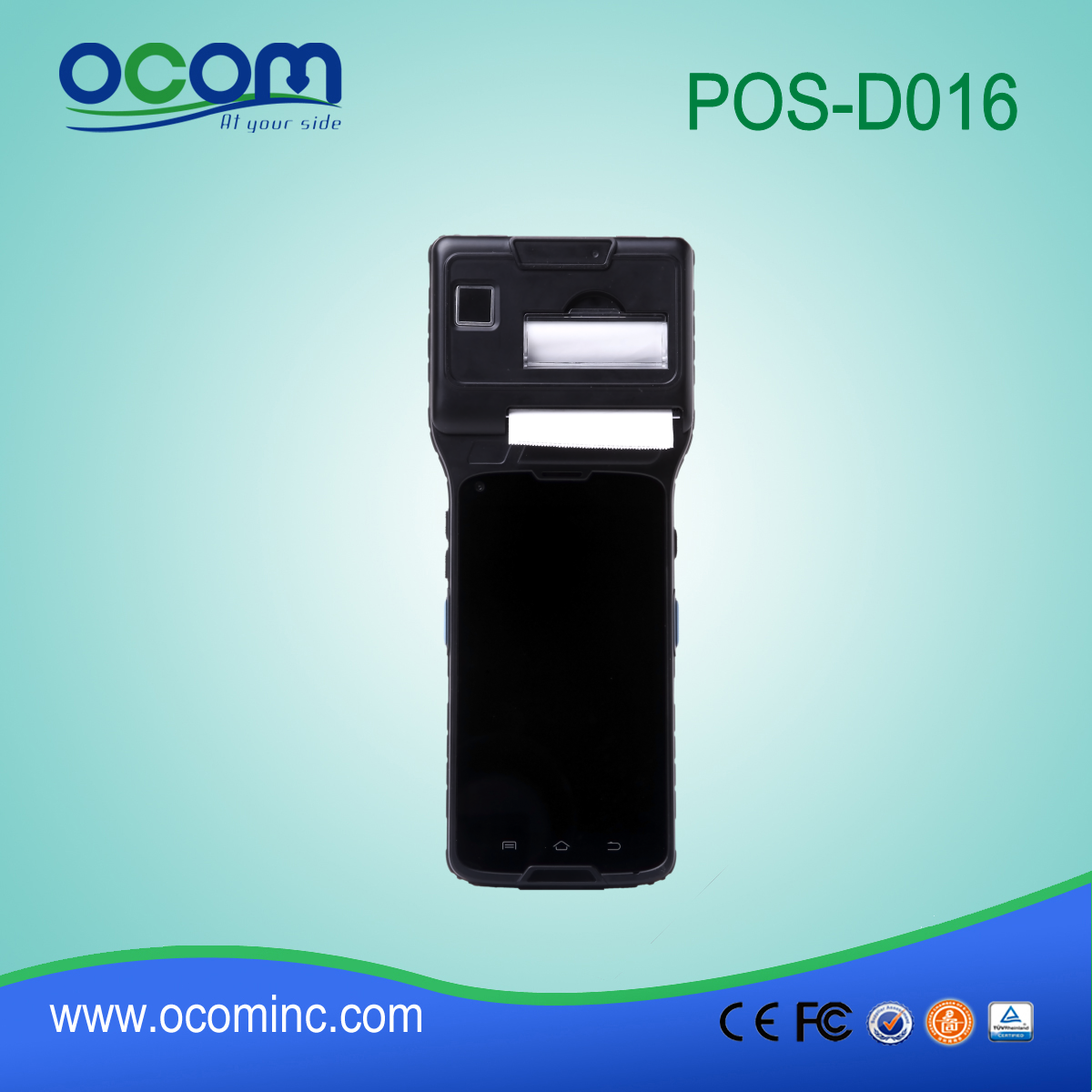5 '' Touch-Screen-POS-Terminal mit 3G (WCDMA) + WIFI + BT + GPS + Kamera + Thermodrucker + NFC (OCBS-D016)