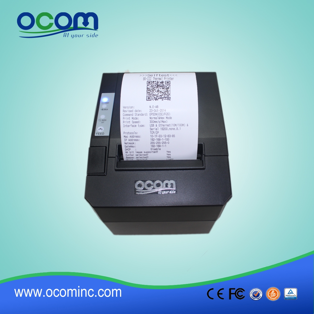 QR code auto cutter 80mm pos thermische printer goedkoop afdrukondersteuning USB/serieel/LAN/bluetooth/Wifi