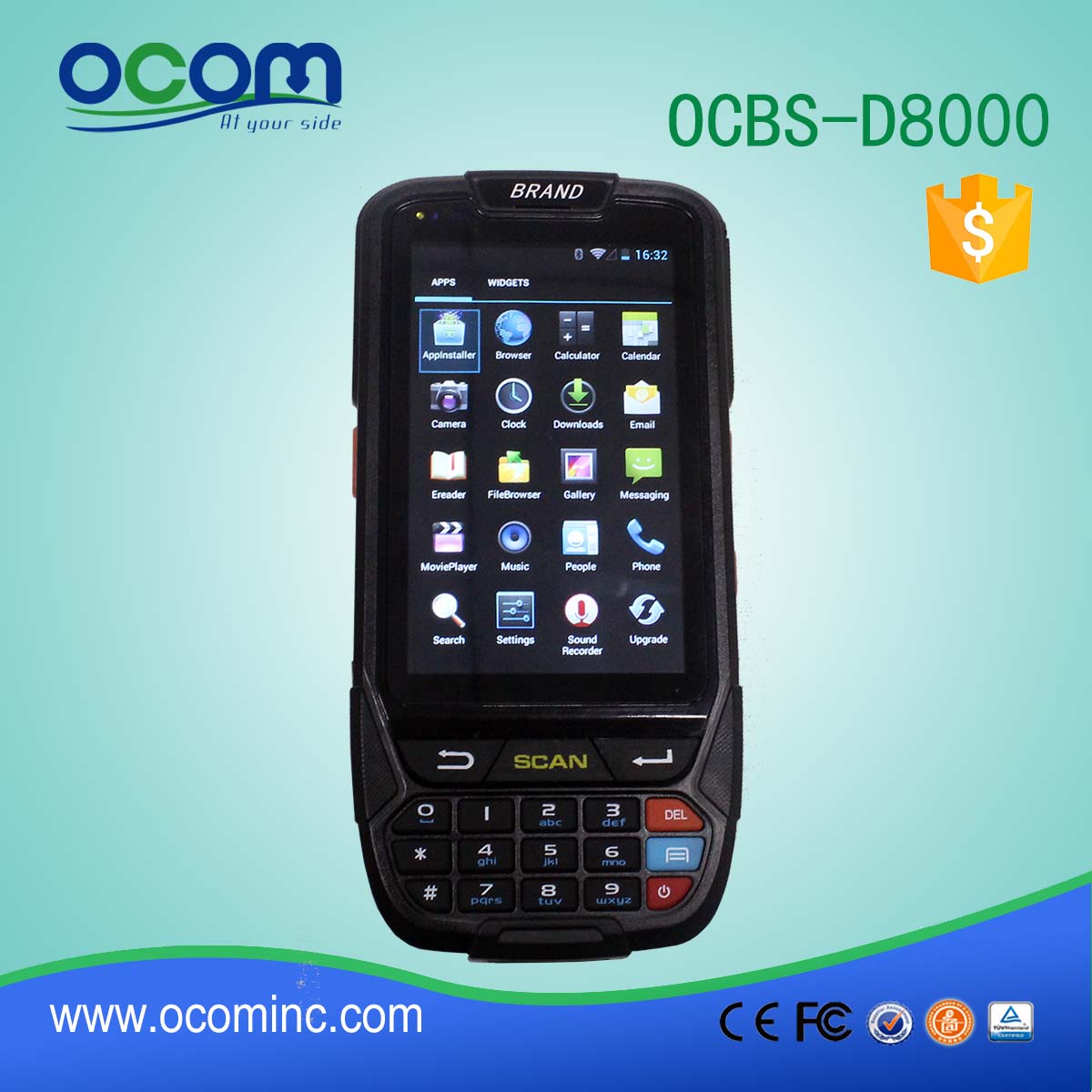 Android Multi-functional Βιομηχανική PDA OCBs-D8000