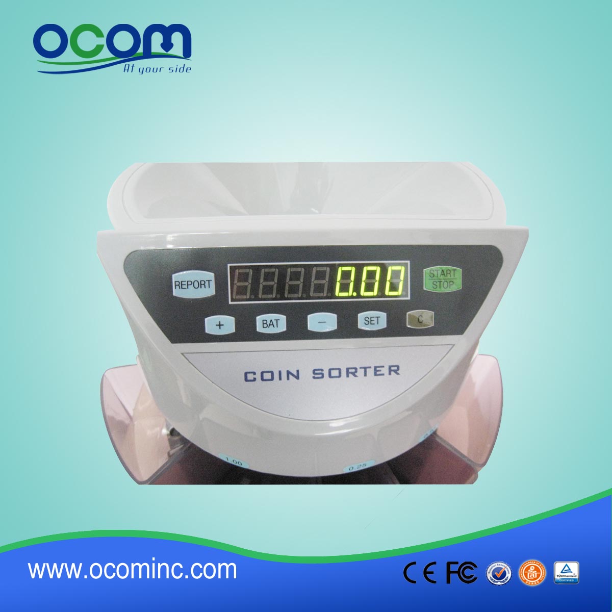 CS901 hoge sorteersnelheid Coin Counter Coin Sorter machine voor USD / Euro / mexico etc.