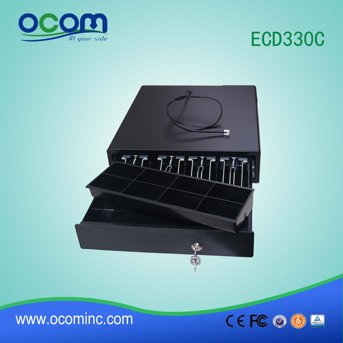 ECD330C Black usb caixa de dinheiro pequeno metal pos