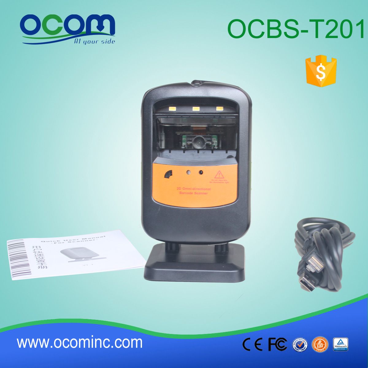 Excelente 1D e 2D Tela Decoding Barcode Scanner OCBs-T201