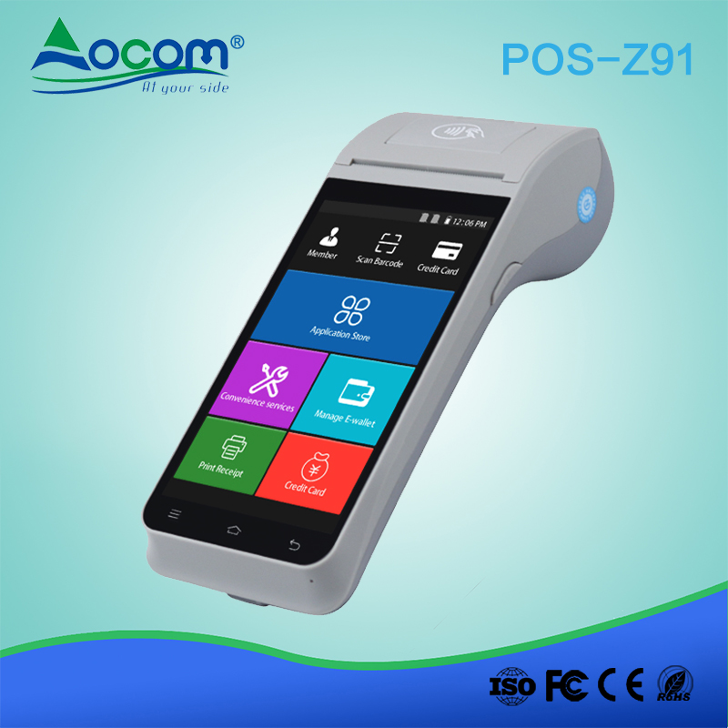 Factory Supply draagbare handheld mobiele 5,5 inch Android Pos-terminal met ingebouwde printer