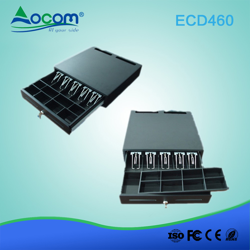 Tiroir-caisse compact à usage intensif avec façade en acier inoxydable de 5 billets / 8 pièces