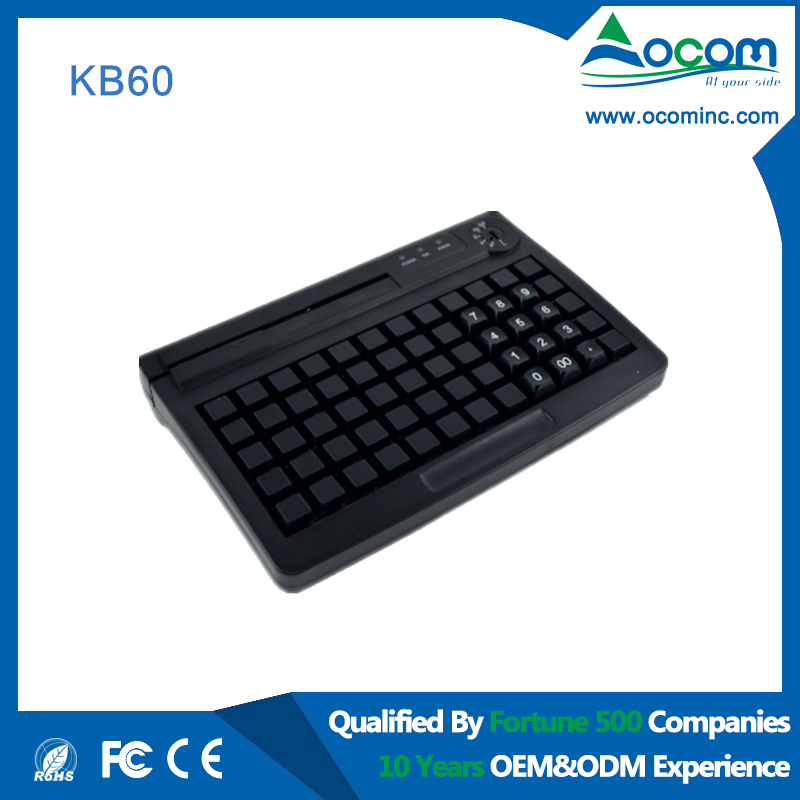KB60 برمجة POS لوحة المفاتيح منفذ USB / PS2 مع قارئ البطاقة الممغنطة