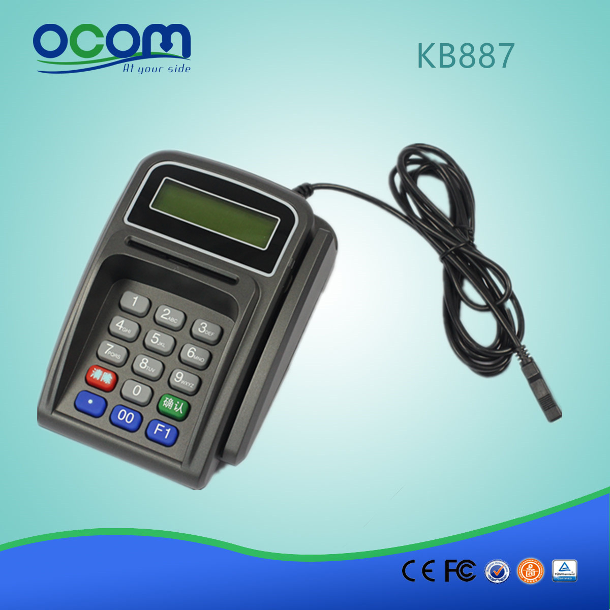 KB887 Μικρό προγραμματιζόμενο πληκτρολόγιο μαγνητικού πληκτρολογίου με αναγνώστη Smart Card Reader μαγνητικής κάρτας