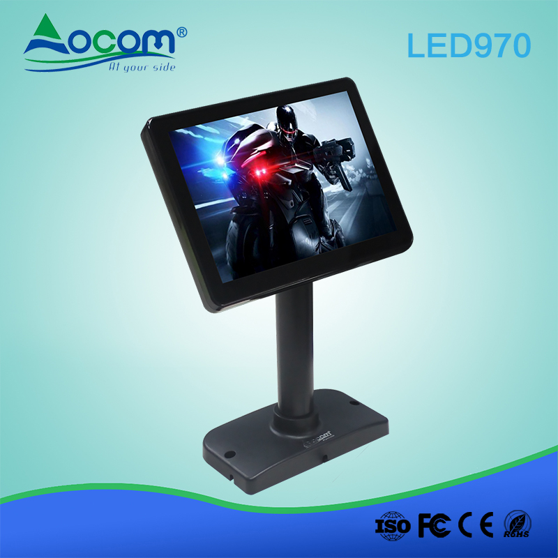 LED970 POS شاشة 9 بوصة تعمل باللمس منفذ USB VGA شاشة LED العملاء