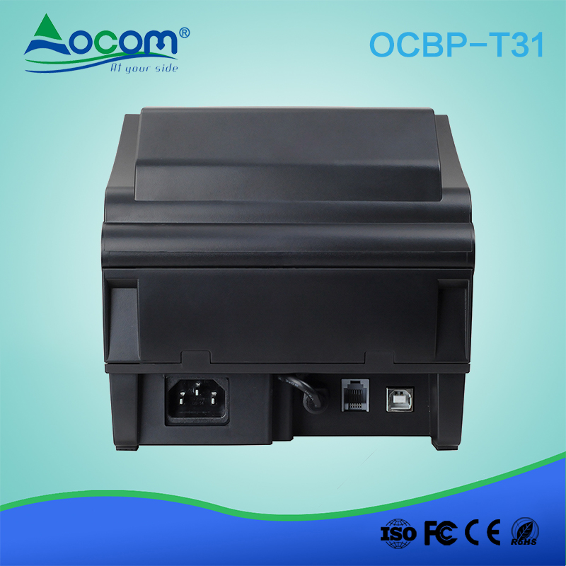 OCBP -T31 Impressora de etiquetas de código de barras térmica direta de 3 polegadas com adaptador de alimentação incorporado