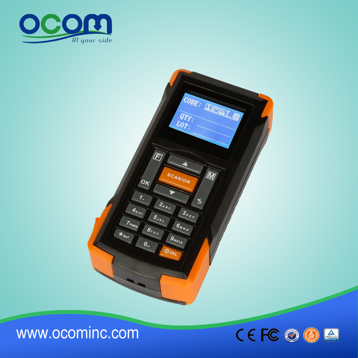 OCBS -D005 Scanner di codici a barre per ricevitore wireless portatile 433 Mhz con schermo