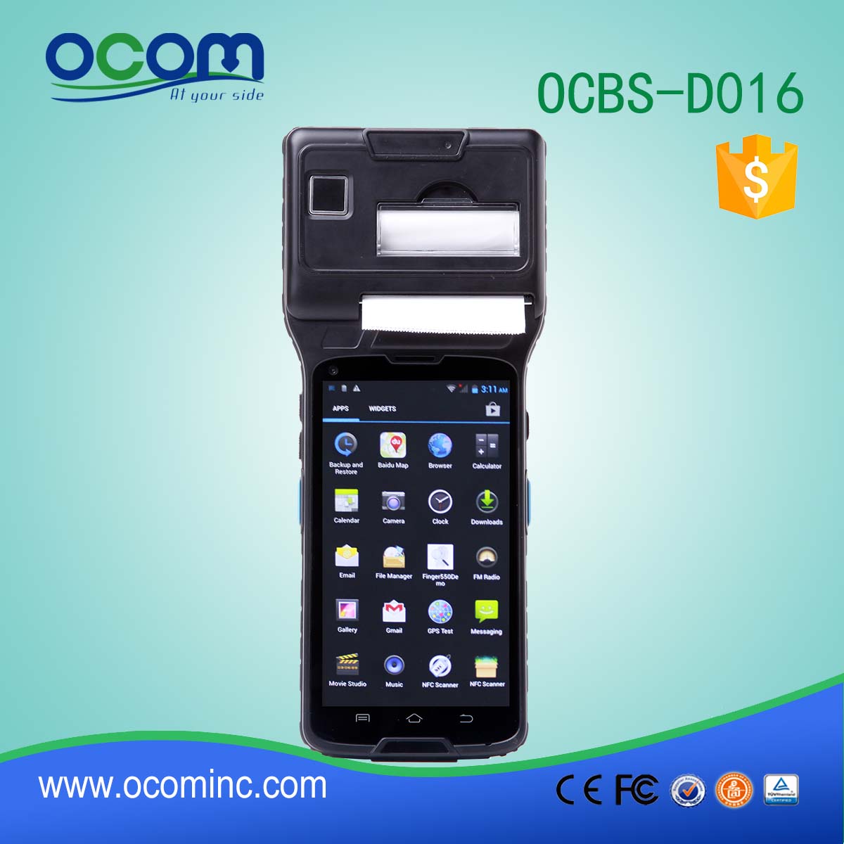 OCBS-D016 Portable Android inventory pda Courier pda With Built-in Printer