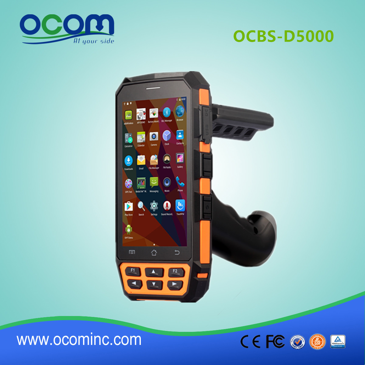 OCBS -D5000带手枪式握把和qr码扫描仪可选的快递用安卓 pda