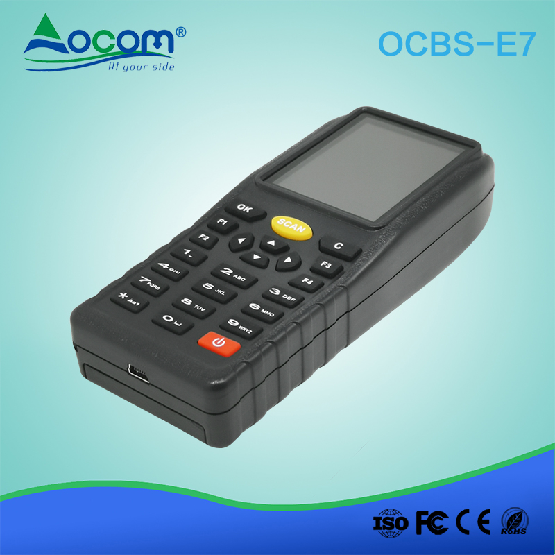 OCBS -E7 المحمولة البسيطة الماسح الضوئي الباركود المخزون اللاسلكية مع العرض