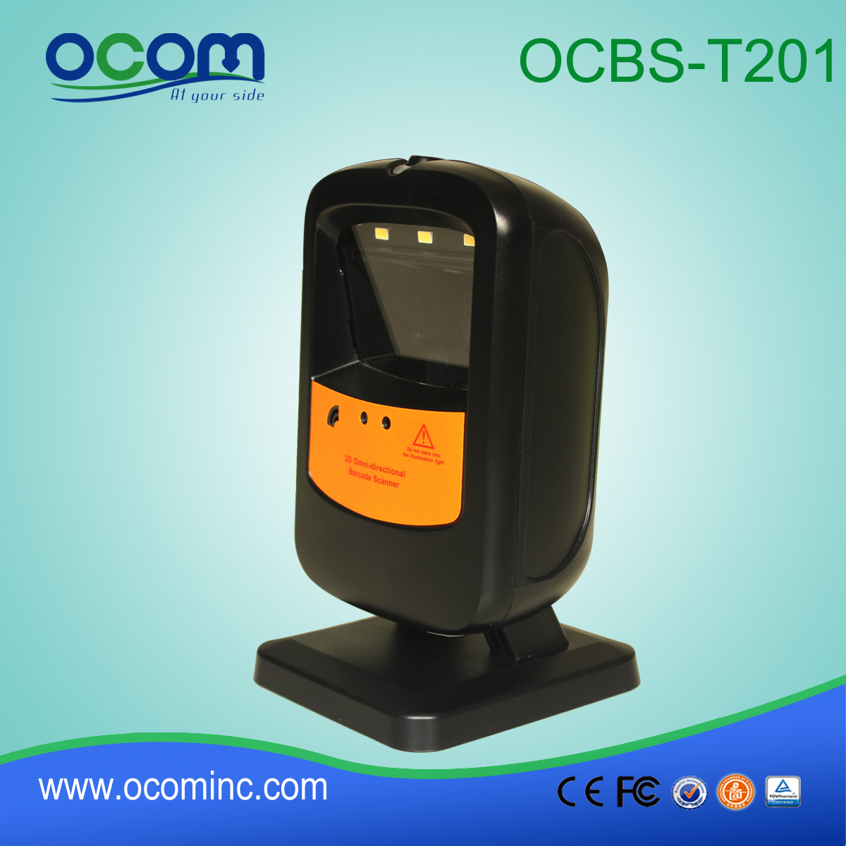 OCBS-T201 Desktop Laser Omidirectional 2D Barcode Scanner