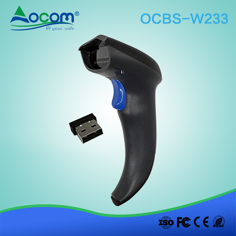 OCBS -W233 2.4G bluetooth USB palmare 2d scanner di codici a barre wireless con memoria