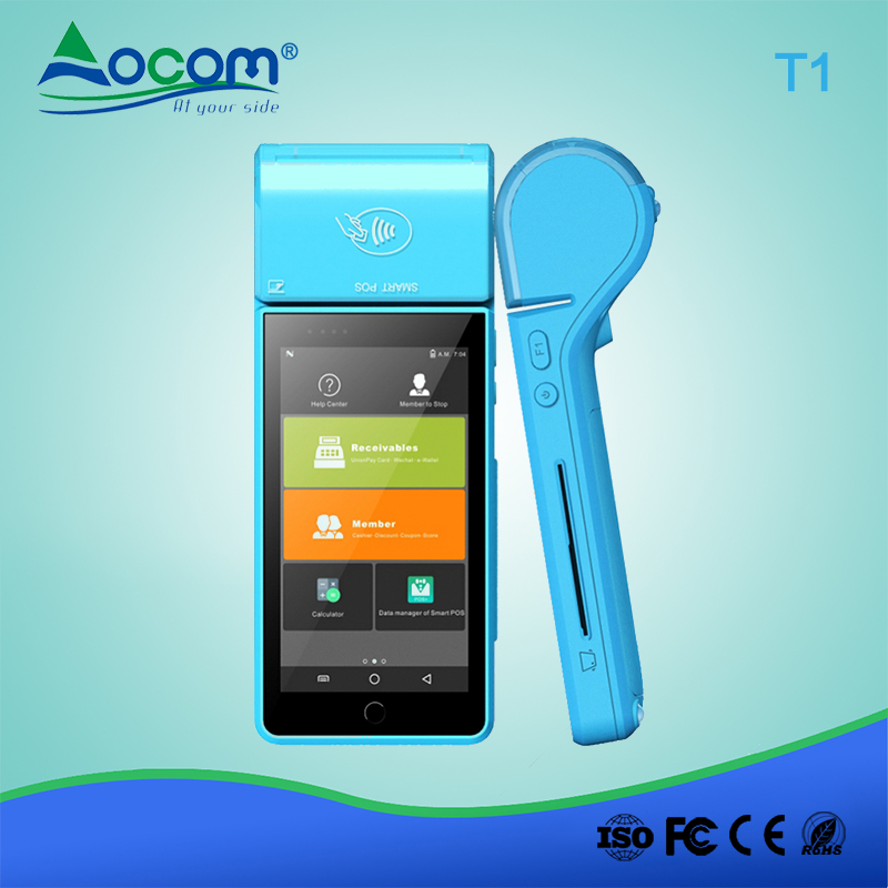 OCOM POS-Τ1 Χειροκίνητο Android POS τερματικό Cash Εγγραφή Υποστήριξη Διπλή PSAM και κάρτα SIM
