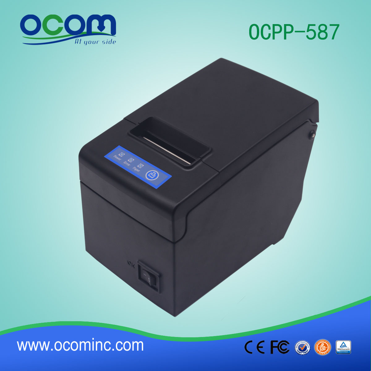 Imprimante de reçus thermiques OCPP-587-UR 58mm avec grand support de papier Ports USB + COM