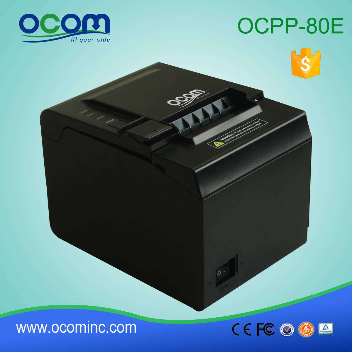 OCPP-80E-US 80mm Thermal Printer With Auto Cutter USB+RS232 Ports