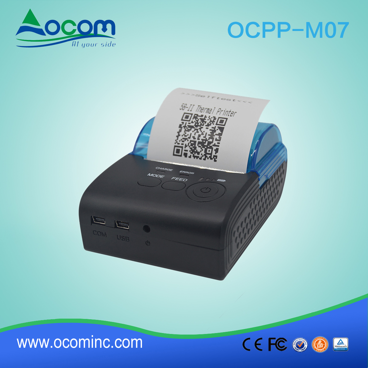 OCPP-M07 58mm Bluetooth Mini Mobile Thermal Receipt Printer for IOS/ Android