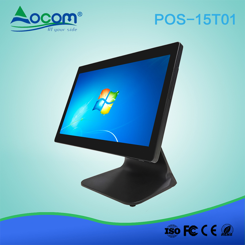 POS-15T01  Slim design J1900 15" touch all in one windows pos terminal