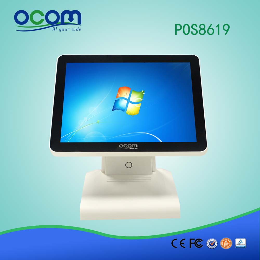 POS-8619 15inch all-in one restaurant windows touch pos system with dual display