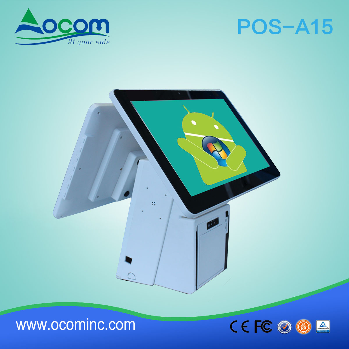 (POS-A15) 15,6 polegadas todos os ine na Touch sreen POS Terminal com impressora térmica