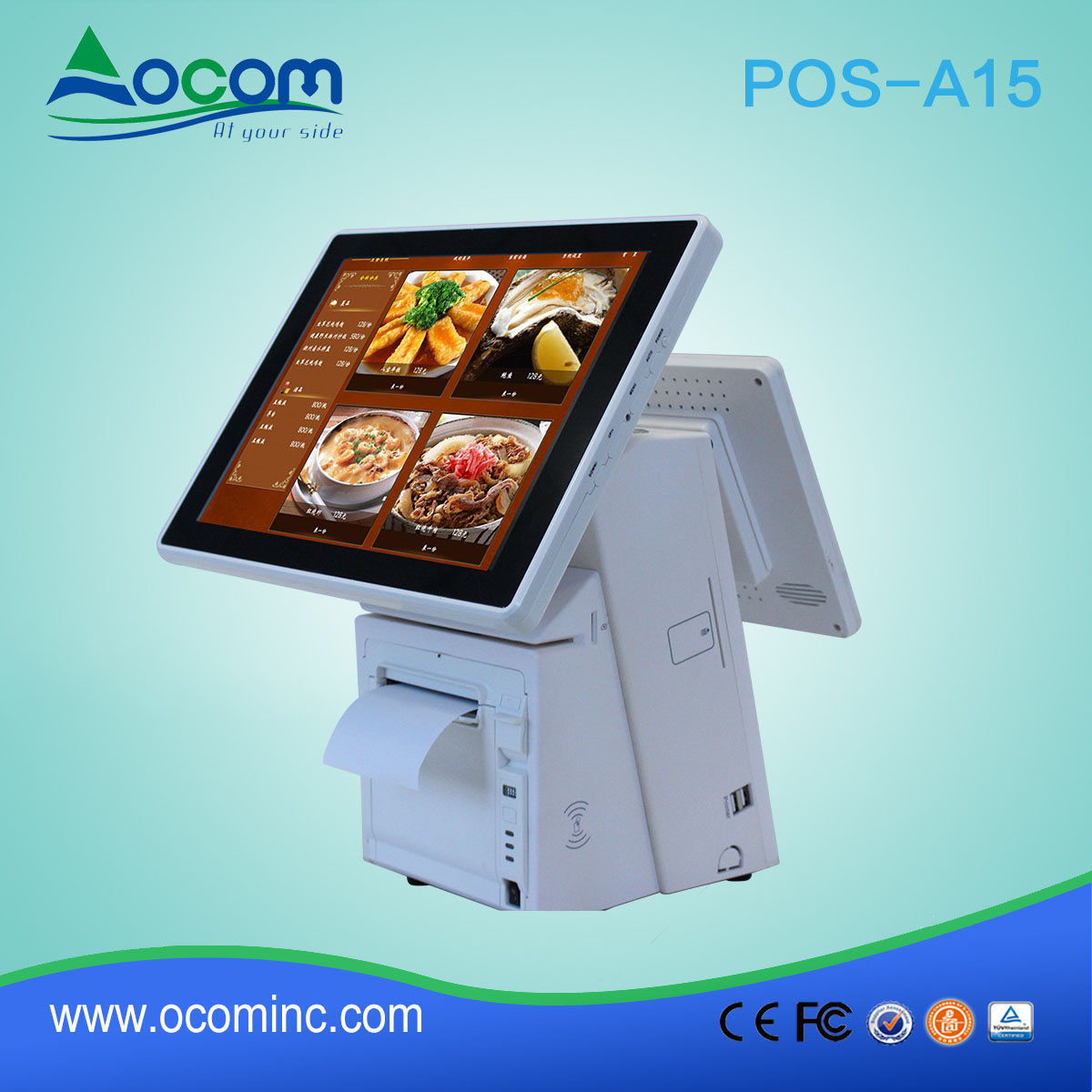 POS-A15---China fabriek gemaakt 15,6" all-in-one pos computer met thermische printer