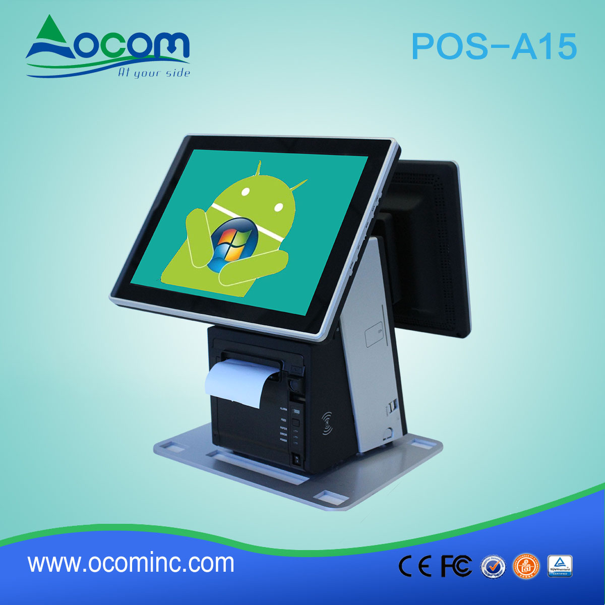 POS-A15 wysokiej jakości podwójny ekran dotykowy urządzenia POS System w Chinach