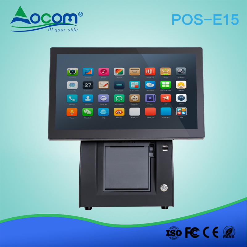Tablet Android de 15 polegadas POS E15.6 com Terminal POS de impressora incorporada