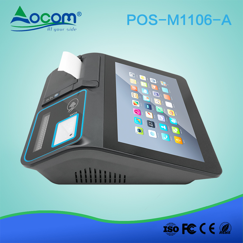 POS-M1106 11 inch Portable touch screen Android tablet POS system with Printer