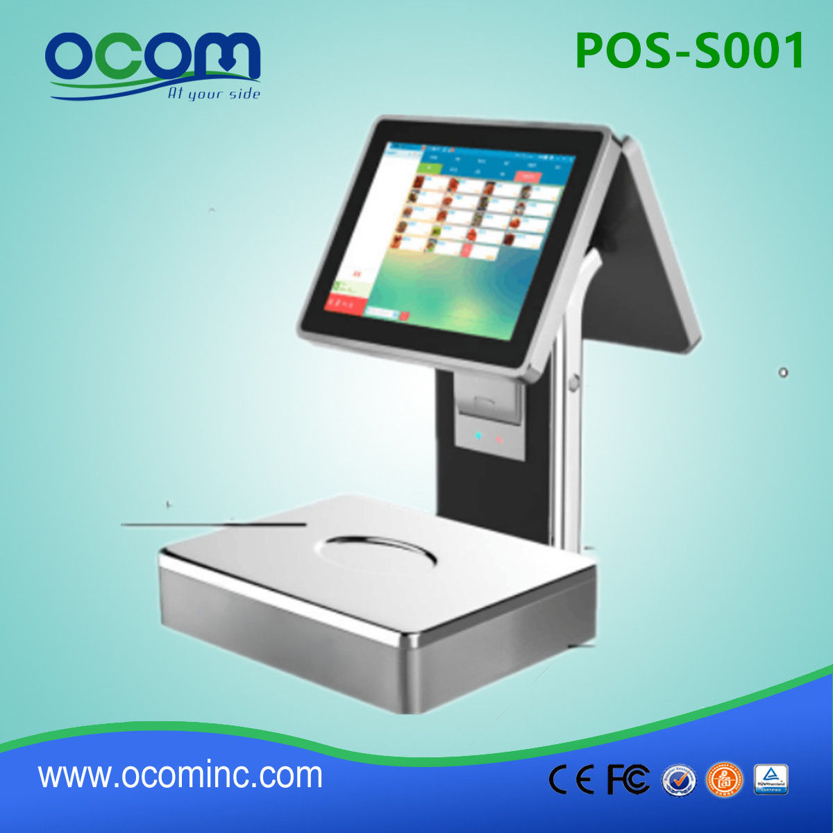 POS-S001-All-in-one Dual-Screen-Touch-POS-Waage mit integriertem Drucker