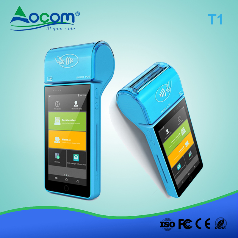 POS -T1 slimme handheld loterij touchscreen nfc 3g Android pos-terminal met printer