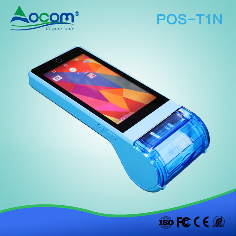 POS-T1N 5 inch touch screen all in one android mini mobile pos terminal with 2 sim slot