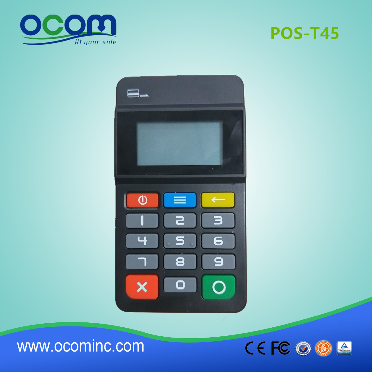 Mini pin pad POS-T45-EMV PCI Bluetooth con lector de tarjetas magnético / IC / RFID