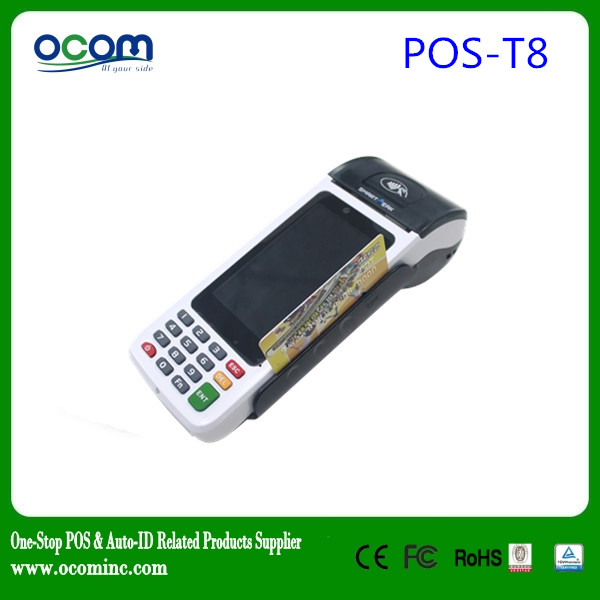 POS-T8 cheap android mobile wireless pos terminal with printer sim card