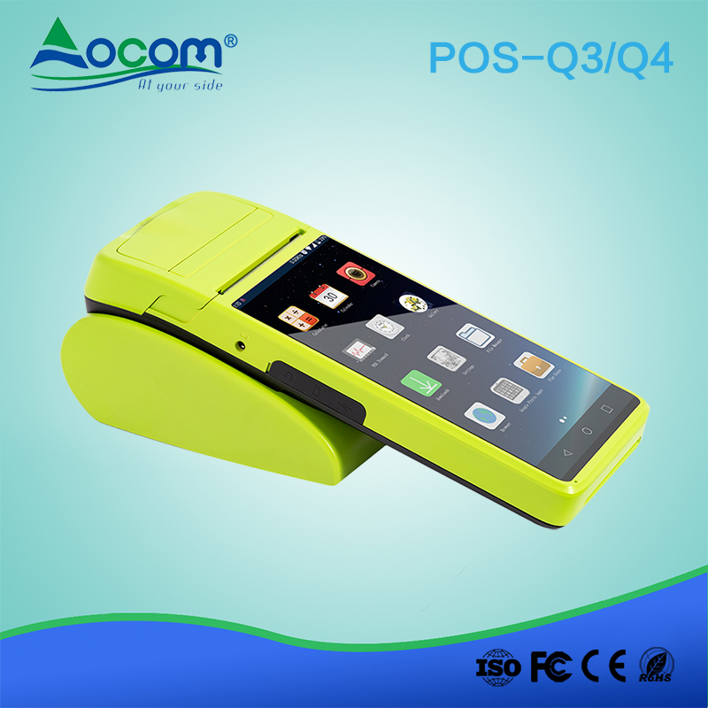 Q3 / Q4 3G RFID qr code inalámbrico gprs mini android pos terminal de mano