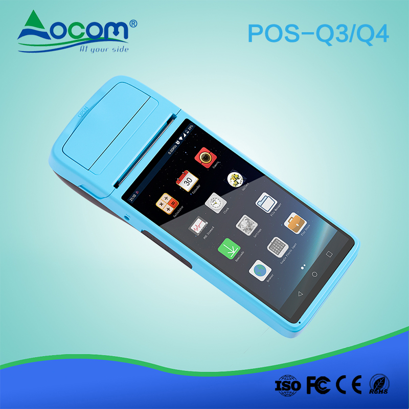 Q3 / Q4 5.5 "android 6.0 3G slimme wifi mini handheld mobiele touch pos terminal met nfc-lezer
