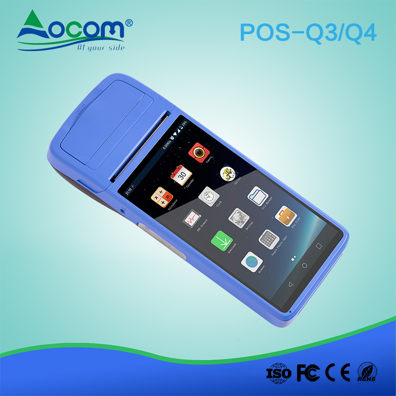 Q3/Q4 Multifunction rugged mobile nfc android smart handheld pos terminal with sim card