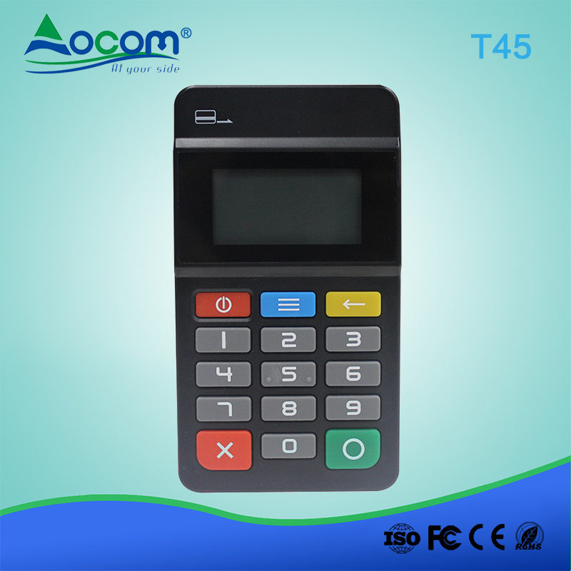 T45 EMV PbOC PCI Certificates Mobile Handheld Bluetooth Point of Sale Keyboard Pos Payment Terminal