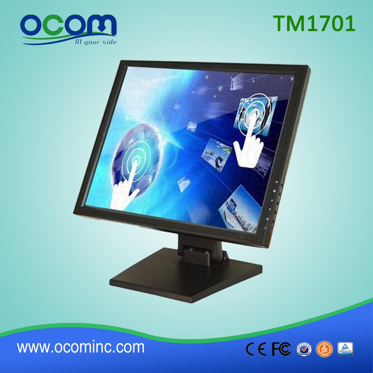 TM1701 17 pulgadas de pantalla LCD 5wire resistiva monitor para el sistema de punto de venta