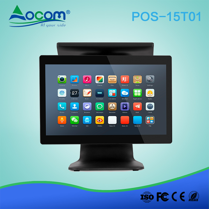 POS-15T01 Windows or Android 15.6 inch chinese restaurant all in one touch screen  terminal pos system