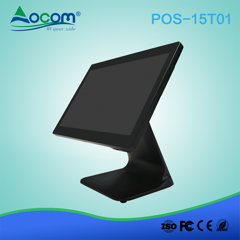 POS-15T01 Windows or Android 15.6 inch chinese restaurant all in one touch screen  terminal pos system