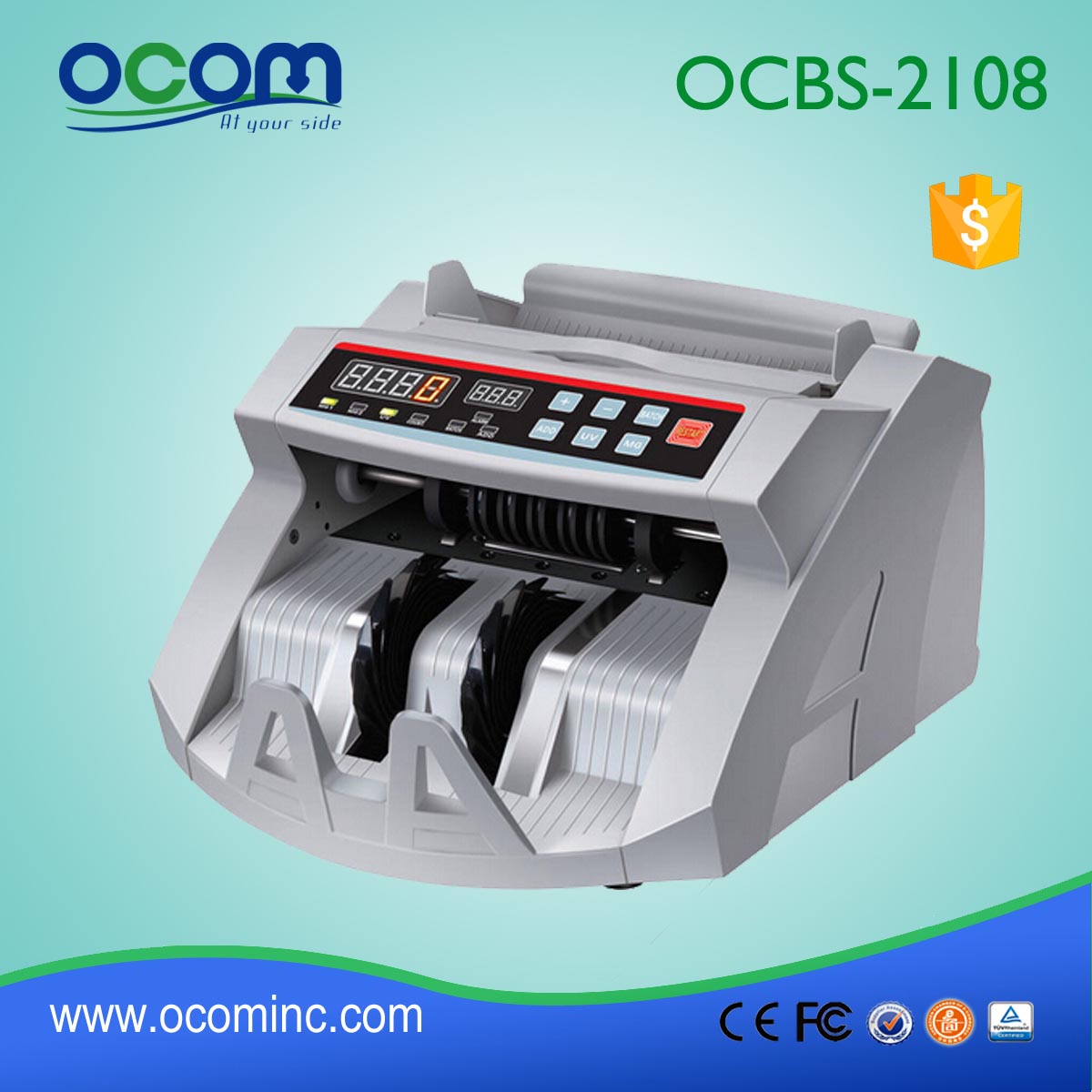 contatore dei soldi di valuta fattura con rilevatore di falso (OCBC-2108)