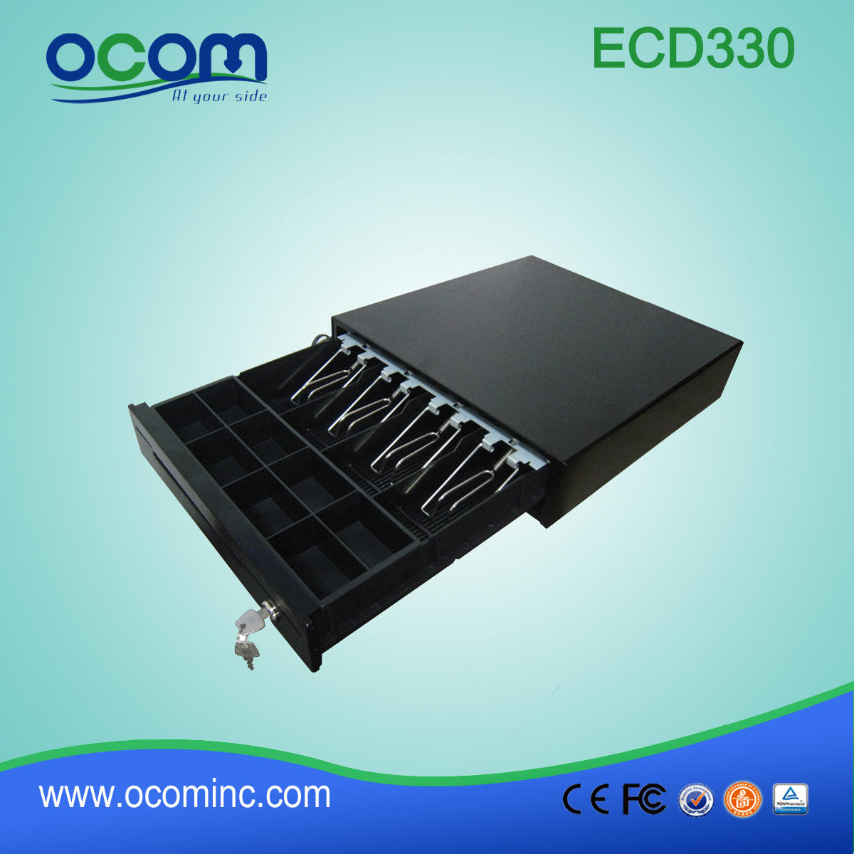 低价小型金属usbpos收银钱箱 (ECD330C)