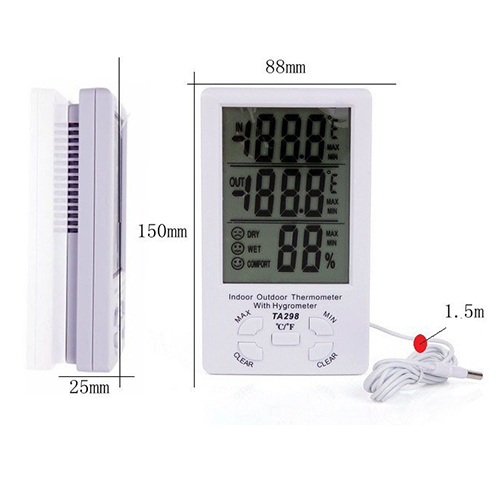 TA298, LCD Digital Indoor Outdoor thermo hygrometer , Humidity and