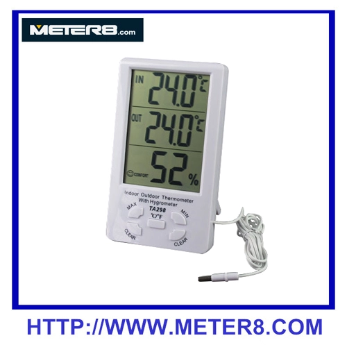 TA298, LCD Digital Indoor Outdoor thermo hygrometer , Humidity and