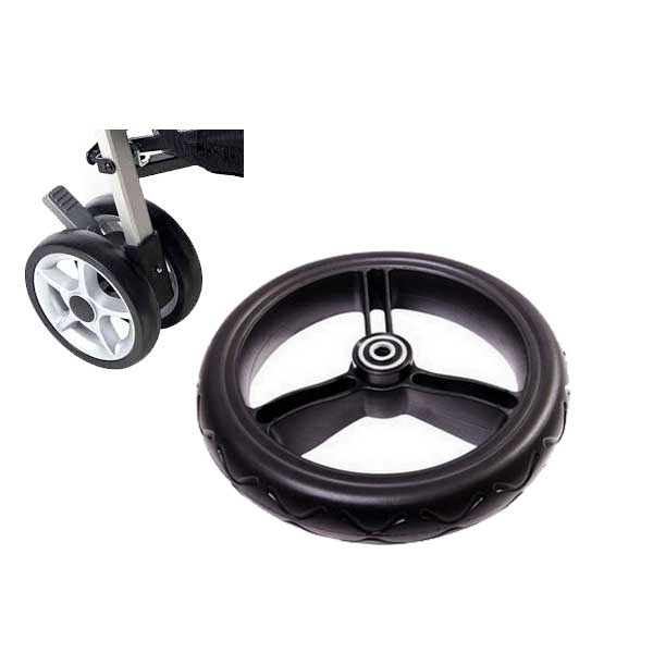 rueda sólida de poliuretano para la carretilla, neumáticos sólidos PU carrito de ruedas, cochecito de bebé de 3 ruedas, fábrica de neumáticos en China