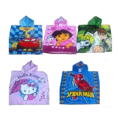 100 % cotton high quality printed kids hooded towel